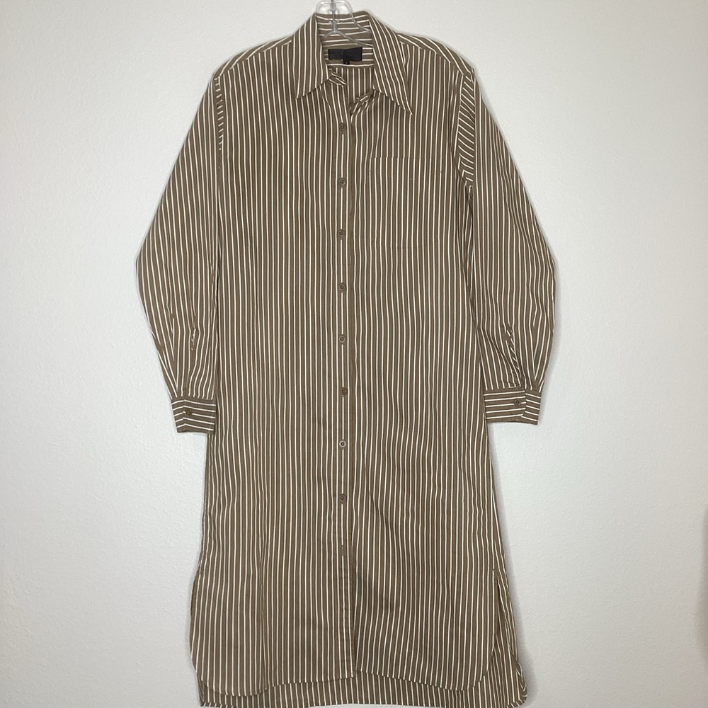 Nili Lotan Bonnie Shirt DressBrown Ivory Stripes Sm